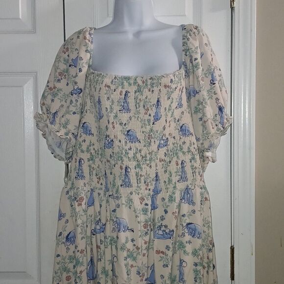 Disney Box Lunch Eeyore Floral Smock Dress hidden pockets Sz 4 (4x 24/26) EUC - Picture 3 of 12